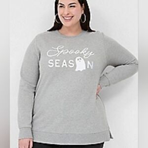 Lane Bryant Embroidered Spooky Season Graphic Sweatshirt Gray Size 18/20 NWT